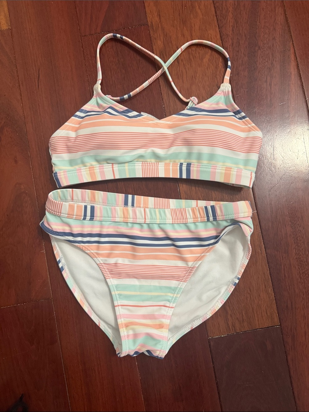 Girls' Pastel Multi-Stripe Two-Piece Swimsuit
